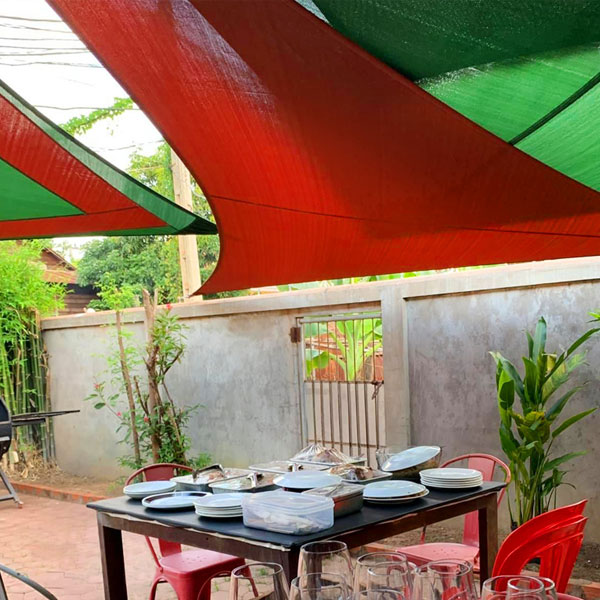 red, green, shade, sails, custom made, weather proof, fabric, textiles,  outdoor, dining, area, garden, 